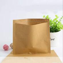 100 Oil Resistant Kraft Paper Bag, Five Sizes, Square, Suitable For Hamburgers, Sandwiches, French Fries, Snacks, Popcorn And Small Gifts, Birthdays, Weddings, Parties, Festivals, Candy And Cookie Gift Packaging Bags, Stores, Shopping Malls