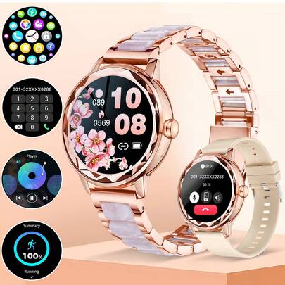 Smart Watch For Women - Make/Answer Call & AI Voice, 1.2" Touch Screen With Waterproof Fitness Activity Tracker, With 100+ Sports Modes For Android IOS, Sleep Monitor And Step Counter Watch,Smart Watch With Female Cycle Reminder,  Halloween And Christmas Gift