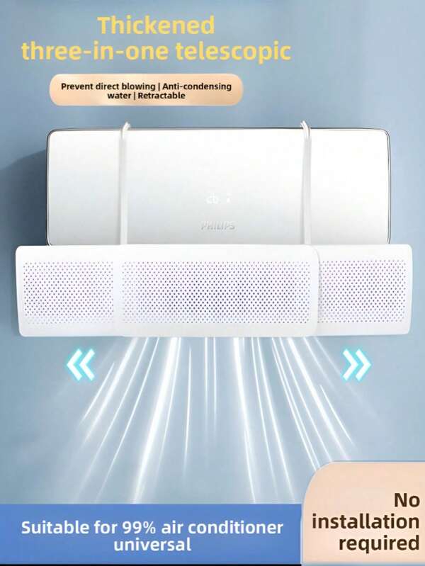 Nouveau Blanc sans couture réglable en trois dimensions Déflecteur d'air conditionné rétractable. Il peut être ajusté librement vers le haut et vers le bas pour éviter un flux d'air direct. C'est un déflecteur mural domestique convenant à divers modèles de climatiseurs sans être exigeant sur le modèle. Saison de la rentrée scolaire en été