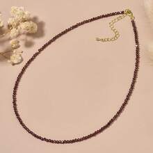 1pc 2mm Natural Stone Sodalite, Garnet, Amethyst Beaded Necklace, Elegant And Casual Style Necklace Suitable For Daily Wear Women - 38cm,2mm - View 7