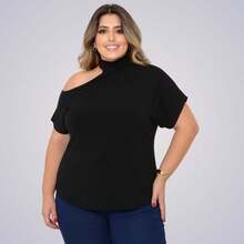 Plus Size Women's Blouse Basic Blouse Loose Top From G1 To G5 - 黑色 - 查看 6