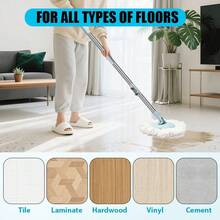 Spin Mop And Bucket Set, Bathroom Mop Bucket, 360° Spin Mop Bucket System With 3 Microfiber Mop Replacement Heads And Stainless Steel Adjustable Handle For Floor Cleaning, Bucket Floor Cleaning System - 綠色 - 查看 3