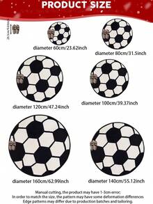 1 pieza Alfombra con forma de balón de fútbol, alfombra pequeña, alfombra redonda, alfombra de dormitorio, decoración de habitación, alfombra de sala de estar, decoración del hogar, alfombra de área, alfombra de cocina, alfombra de sala de juegos, felpudo, decoración de oficina, alfombra de baño, entrada, decoración de habitación, decoración del hogar, anti-contaminación, durable, anti-polvo - Blanco y Negro - Ver 6