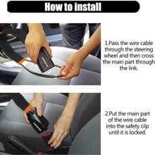 Car Steering Wheel Lock, Seat Belt Lock, Anti-Theft Device, Max 17 Inch Length, Small And Light-Weight, Multi-Functional, Fit Most Vehicle, SUV, Golf Cart Security