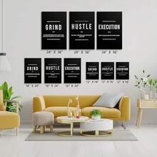 GUBIYU Black Hustle Grind Execution Wall Art Set Of 3 Framed Canvas Office Inspirational Motiviational Wall Decor Art Positive Quotes Posters Living Room Pictures Walls Decor Mens Guys 12x16 - Black 001 - 查看 7