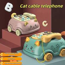 1 caja Juguetes de teléfono para bebés, juguetes musicales para bebés, juguetes musicales de coche para bebés, juguetes para niños y niñas, teléfonos de juego para niños, juguetes educativos para el desarrollo infantil, juguetes con luz con cara de gato linda, regalo para niños
