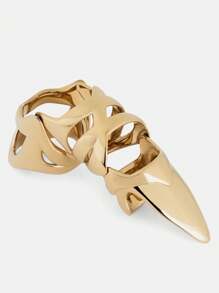 1pc Solid Retro Street Fashion Punk Zinc Alloy Finger Ring With Embedded Pearl Knuckle Biker Armor Joint Protective Jewelry For Men & Women, All Season