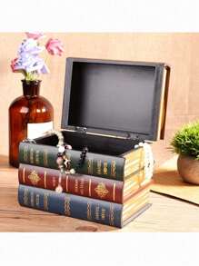 1pc-Wooden Decorative Box, Secret Storage Vintage Wooden Heavy Duty Bookshelf Shaped Storage Box, Suitable For Shelves Home Office School Library Decorative Book End Rack Stand Stopper Holder, Home Storage, Creative Desktop Decorative Ornaments, Storage, Women, (Some Parts May Be Random), Holiday Necessities, Autumn, Thanksgiving, Halloween, Christmas, Carnival, National Day, Autumn, Independence Day