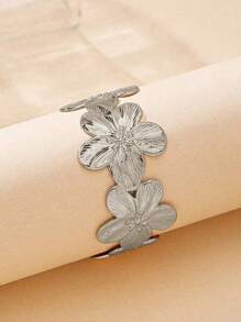 1 pieza Pulsera de diseño floral calado con estilo simple y elegante, apta para uso diario, regalo para amigos