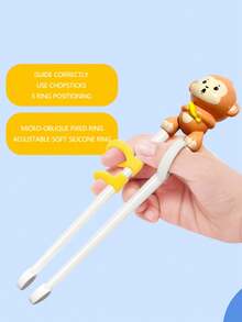 Entrenador de palillos reutilizable con forma de animal lindo, asistentes de entrenamiento de palillos fáciles de usar con entrenador conectable, adecuado para estudiantes, principiantes adultos, tigre, conejo, elefante, mono, apto para lavavajillas - Multicolor - Ver 2
