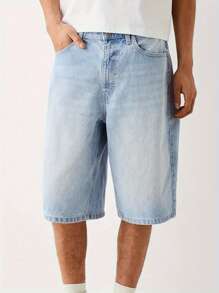 Men's Loose Fit Denim Shorts, Colorful Devil Faces Graphic, Streetwear Summer Casual Jeans