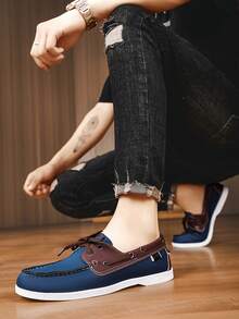 A Pair Of Men's Summer Outdoor Casual Loafers With Simple Color Schemes, Featuring A Fashionable Style That's Easy To Match. - Blue - View 5