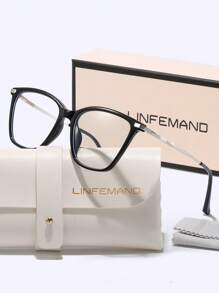 LINFEMAND LINFEMAND Elegant Cat Eye Ochelari decorativi fără prescripție medicală, accesoriu luxos cu ramă moale, cadou de sărbători pentru femei