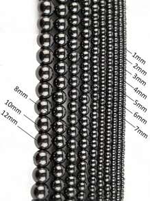 1pc 2-12mm Black Stone Round Beads, DIY Jewelry Accessories, Bracelet Beading, 18cm Length