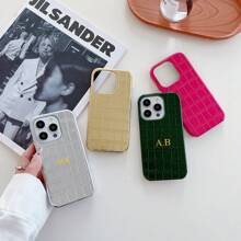 1 pieza Estuche de lujo personalizado de imitación de piel de cocodrilo, con nombre personalizable