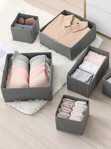 Cutie de depozitare pliabilă din material textil 1/3/6/12 buc, design minimalist gri închis pentru dulap și sertar, despărțitor încorporat, potrivit pentru lenjerie intimă, sutiene, șosete, strat intermediar moale și respirabil, decorațiune interioară care economisește spațiu, organizator de dulap, organizator de lenjerie intimă, combinare și plasare gratuită, rechizite școlare, cadouri de sărbători.