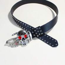 Personalized Skull Buckle Waist Belt, Punk Style, Unisex, Suitable For Halloween Fall, Autumn, Halloween