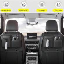 Car Seat Backrest Manager, Rear Storage Bag With Elastic Adjustment Function, Leather Multi Pocket Anti Kick Pad, Seat Protector, Car Interior Storage Bag, Multifunctional Storage Bag Between Seats, Car Interior Storage, Mobile Phone, Cosmetics, Wallet, Keys And Other Accessories