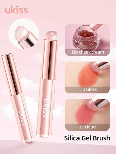 ukiss Silicone Lip Brush , Multi-Purpose Makeup Blending Brush With Lid, Suitable For Even Appliion Of Lipstick Lip Balm Lip Gloss, Soft Silicone Material, Hygienic Convenient And Easy To Clean, Enhances Lip Prink,Giveaways