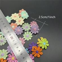 1 yarda 25mm Lindo de encaje con flores de margarita coloridas para tejer cinta bordada de boda DIY hecha a mano con parches, suministros de costura, manualidades - Elige colores - Ver 2