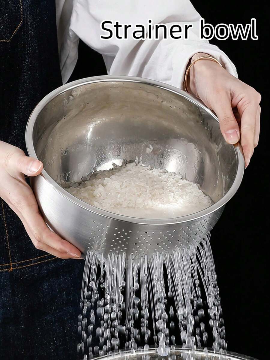 Stainless Steel Slanted Bottom Basin, Thick Rice Washing Bowl ...