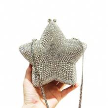 Women Rhinestone Star Shape Clutch Purse Unique Crystal Evening Bag Luxury Chain Handbag For Wedding Cocktail Party - Silver - View 6