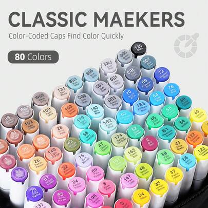 Cheng Rui Multi-Color Art Markers, 180/168/120/100/80/60/48 Colors Dual-Tip Permanent Art Markers With Chisel And Brush Tips, Professional Marker Set With Stand, Art Supplies For Artists, Adults, Coloring Books, Sketching, Illustration, Back To School - Refillable Ink