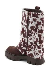 高帮软筒奶牛纹靴，配有耐磨厚底 - COW BROWN 2505 - 查看 4