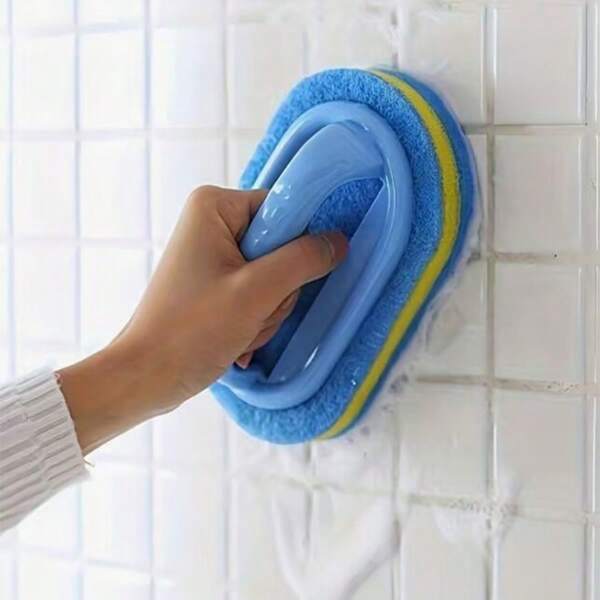 1pc Multi-Functional Three-Layer Thick Cleaning Brush With Self-Contained Handle For Kitchen Cleaning, Bathroom, Dining Room, Bathroom Tile Wall Cleaning Brush (Blue And Red)