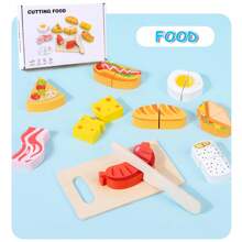 Juego de corte de madera, diversión y juego educativo para niños, temas de frutas, mariscos y alimentos, idea de regalo perfecta