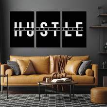 GUBIYU Black Hustle Grind Execution Wall Art Set Of 3 Framed Canvas Office Inspirational Motiviational Wall Decor Art Positive Quotes Posters Living Room Pictures Walls Decor Mens Guys 12x16 - 黑色002 - 查看 3