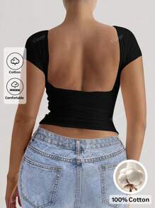 Top maglia attillato e sexy senza schienale da donna per l'estate