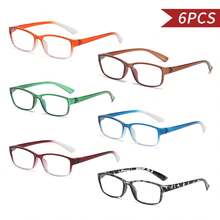 6 PCS Colorful Square Reading Glasses For Men Women, Lightweight Full Frame Readers With +1.0 To +4.0 Strengths - Nhiều màu - Xem 2
