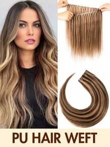 Extensões de cabelo humano com trama de fita invisível sem costura - sem cola, cabelo liso natural real para mulheres, 12-20 polegadas, qualidade de salão