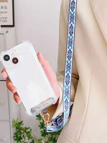 1pc Retro Creative Long Polyester Lanyard Strap, Adjustable Crossbody Phone Sling, Anti-Lost Clip Design Suitable For Universal Phone Cases Like Apple//