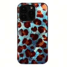 Estuche para teléfono Estuche para teléfono móvil con patrón de glaciar con orificio grande de 1 pieza con fondo azul y estampado de leopardo retro, compatible con los modelos 11, 12, 13, 14 Plus, 15 y 16 Pro. - Colores mixtos 1 - Ver 3