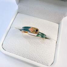 1 pieza Anillo exquisito con estampado floral de melocotón y esmalte de goteo estilo chino vintage - Anillo de flor de durazno - Ver 25