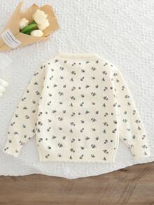 Girls Casual Cute Knitted Cardigan, Spring Children Baby Princess Sweater - Beige - View 2