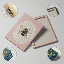 1 Tranh treo tường chủ đề động vật cổ điển màu hồng dành cho bé gái, tranh in trên vải canvas hình hươu, thỏ, ong, trang trí phòng trẻ em, phòng chơi, phòng theo phong cách nông trại, quà tặng tắm em bé. - Nhiều màu - Xem 3