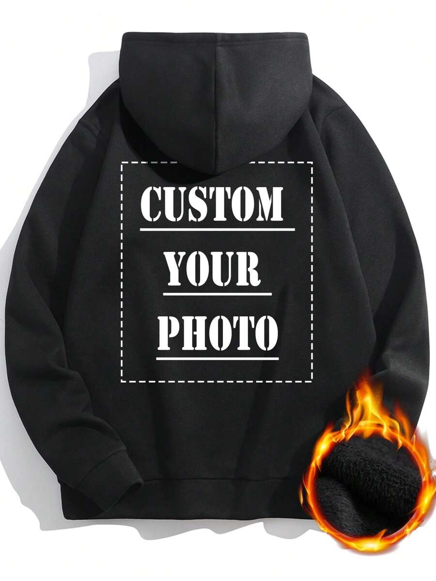 Men's Hooded Sweatshirts With Autumn/Winter Designs. Upload Your Photos/Funny Photos Of Friends/Family/Pets. Customize Men's Sweatshirt Designs. Birthday/Valentine's Day/Father's Day/Party/Anniversary/Birthday Gift Customization. Halloween/Back To School/Christmas Holiday Customization. Black Sweatshirt Gift For Him/Her. Men's Thermal Lined Sweatshirt. Autumn/Winter Thermal Lined Casual Pullover Hooded Sweatshirt. Men's Black Jacket/Top. Autumn Top. Best Friend Gift. - Black - View 1