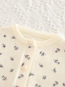 Girls Casual Cute Knitted Cardigan, Spring Children Baby Princess Sweater - Beige - View 3