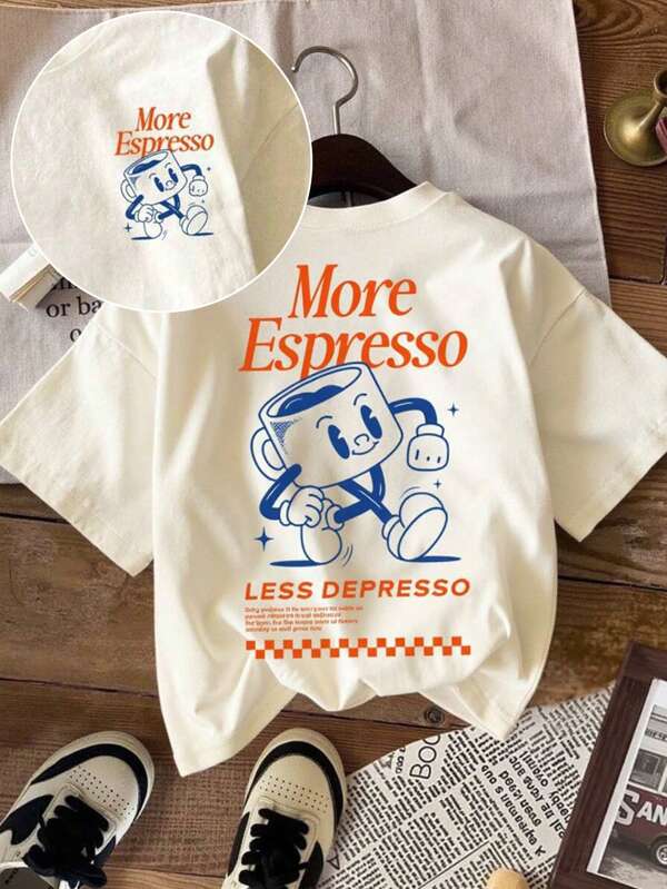 1pc Cartoon Cup Pattern Plus Size Fitted Women Sleepwear T-Shirt, Casual