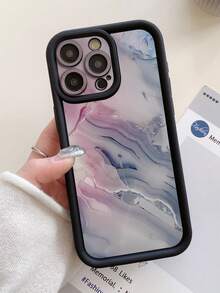 Shock-Resistant Marble-Patterned Coffee-Style Fashion Phone Case, Pack Of 1, Marble Pattern Design, Compatible With IPhone 11 Pro Max/12 Pro Max/13 Pro Max/14 Pro Max/15 Pro Max/16 Plus/16 Pro Max/16E/17, Compatible With Galaxy S24 Ultra/S25 Ultra, Compatible With Redmi, - 黑色 - 查看 6