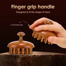 Bàn chải massage da đầu bằng gỗ đa năng, bàn chải Gua Sha phù hợp cho cả nam và nữ, dụng cụ massage tóc và cơ thể. - màu nâu - Xem 2