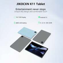 Tableta de 10 pulgadas con Android, tableta Android 13, tableta con procesador Quad Core de 2GB de RAM y 32GB de almacenamiento, GPS, FM, certificación GMS, pantalla IPS HD, batería de 6000mAh de larga duración, color azul - Plateado - Ver 7