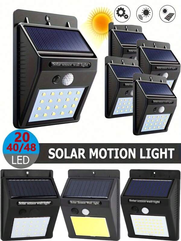 Ultra-Bright Solar Powered Outdoor Wall Lighting - Human Motion Sensor, Super Bright LED, Energy Efficient, Durable, Waterproof, Easy Installation - Perfect For Courtyard, Street, Garden, Patio, And Pathway Illumination-20/30/40/48/60LED Solar Wall Lights