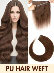 Extensões de cabelo humano com trama de fita invisível sem costura - sem cola, cabelo liso natural real para mulheres, 12-20 polegadas, qualidade de salão