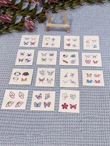 30 piezas de tatuajes temporales de mariposa de colores en el dedo, patrón pequeño de mariposa, tatuaje temporal impermeable para dedos, brazos y Body - Multicolor - Ver 4