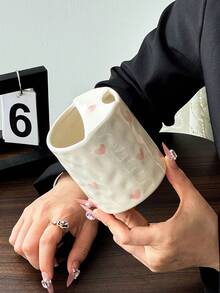 1 buah Mug Keramik Hati Merah & Pink dengan Sedotan, Gaya Korea yang Lucu, Pegangan yang Nyaman, Pola Hati yang Dilukis Tangan, Cocok untuk Sarapan di Rumah, Susu, Teh, Air, Jus, Kantor, Teh Sore untuk Pacar, Hari Valentine - MultiWarna - View 7