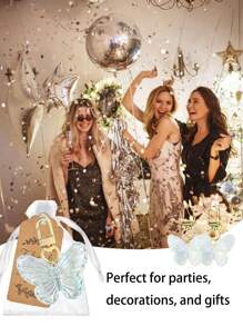 1pc/8pcs/16pcs Creative Butterfly Keychain Set,Colorful Butterfly Keychain Set,Comes With Transparent Hard Cloth Bag,Thank You Label,DIY Keychain,Creative Keychain,Backpack Pendant,Bag Accessories